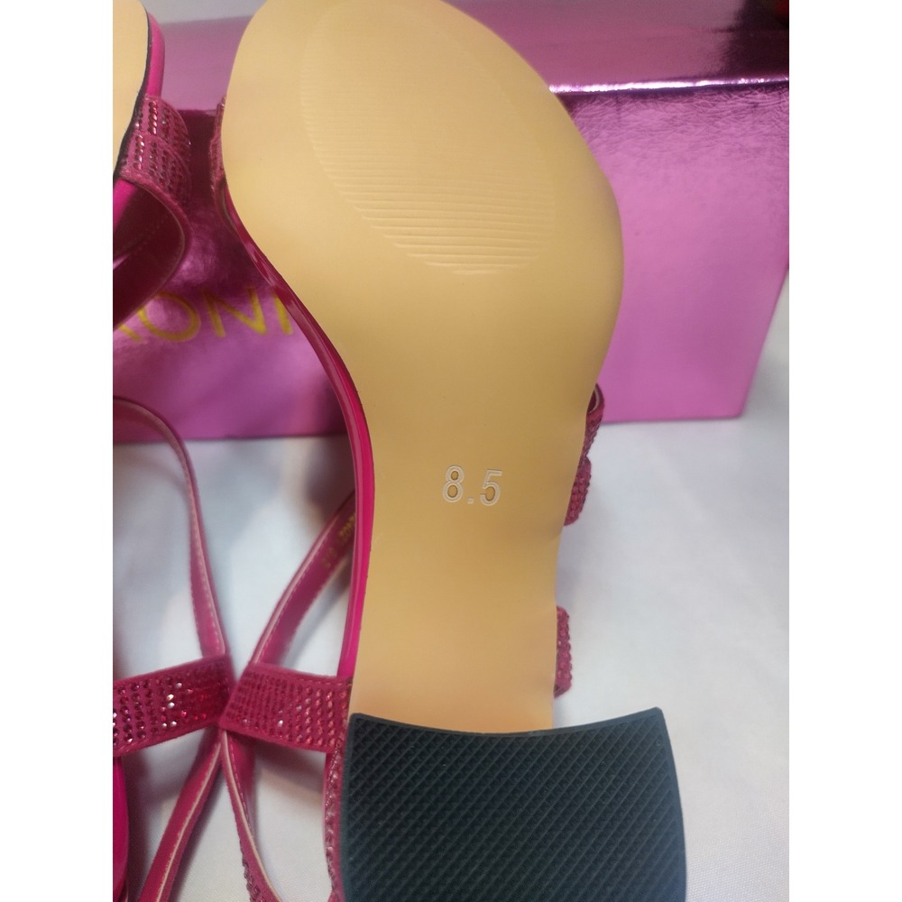 Ronilurn Hot Pink Rhinestone Strappy Block Heel Sandals RS2024021 Womens 8.5 - Picture 8 of 9